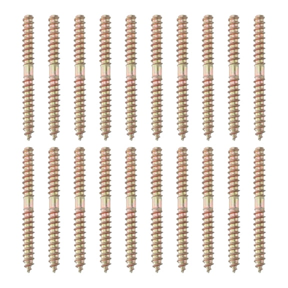 Uxcell 20 Pcs Double Ended Screws, M5 x 50 mm Carbon Steel Hanger Bolts, Self-Tapping Wood Dowel Screws for Wood Joint Furniture, Color Zinc