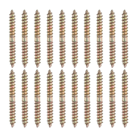 Uxcell 20 Pcs Double Ended Screws, M6 x 50 mm Carbon Steel Hanger Bolts, Self-Tapping Wood Dowel Screws for Wood Joint Furniture, Color Zinc
