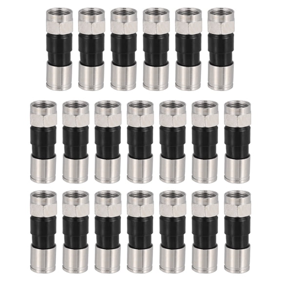 Uxcell 20 Pcs F Type Coaxial Cable Compression Connectors, 75 Ohm Copper RG59 Coaxial Male Connector with Water Tight O Ring for Cable TV Antennas Routers Modems Satellite TV, Black
