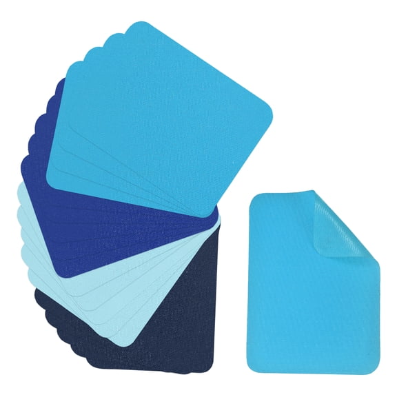 Uxcell 20 Pcs Fabric Iron on Patches, 3.7 x 4.9 Inch Twill Imitation Denim Jean Pants Inside & Outside Patch for Clothes Ripped Jean Bag Hat Holes Repair Decorating Kit, Blue Series