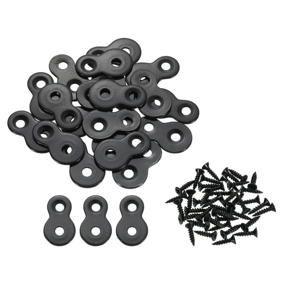 Uxcell 20 Pcs Figure 8 Fastener with Screws, Table Top Mounting Clips for Wood, Black