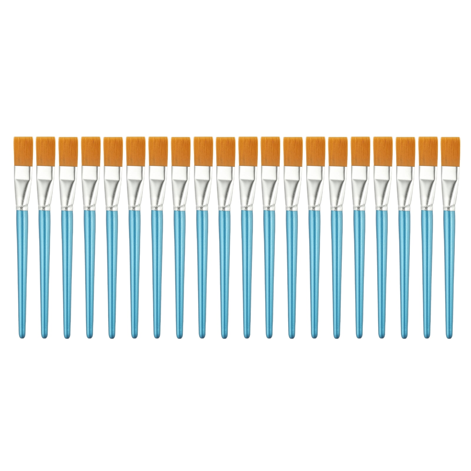 Uxcell 20 Pcs Flat Tip Paint Brushes Bulk, Detail Acrylic Painting Brush Small Miniature Paint Brushes Great for Oil Watercolor Face Artist Canvas Professional Craft, (1.2 inches, Sky Blue)