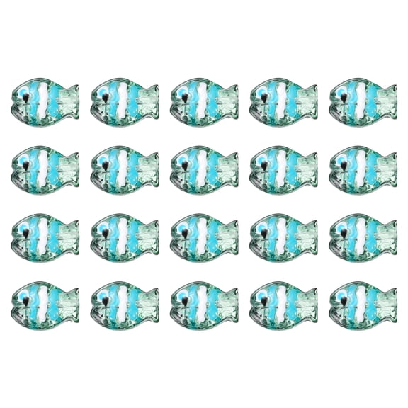 Uxcell 20 Pcs Glass Enamel Fish Beads, Dark Green Handmade Lampworking Ocean Sea Animals Beads for Jewelry Making DIY Bracelet Necklace Craft