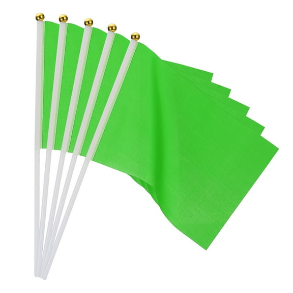 Uxcell 20 Pcs Green Flags Game Solid Green Flags Small Mini Flags on Stick