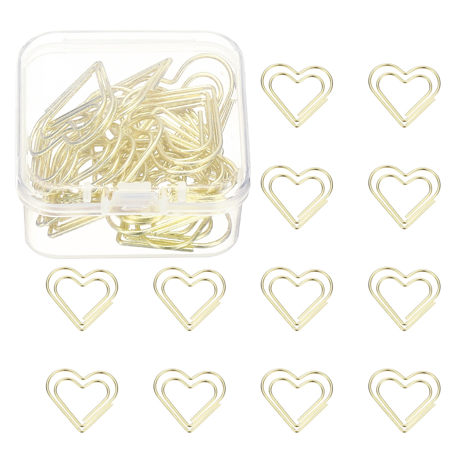 Uxcell 20 Pcs Heart Shape Paper Clip, Metal Cute Small Paper Clamp ...