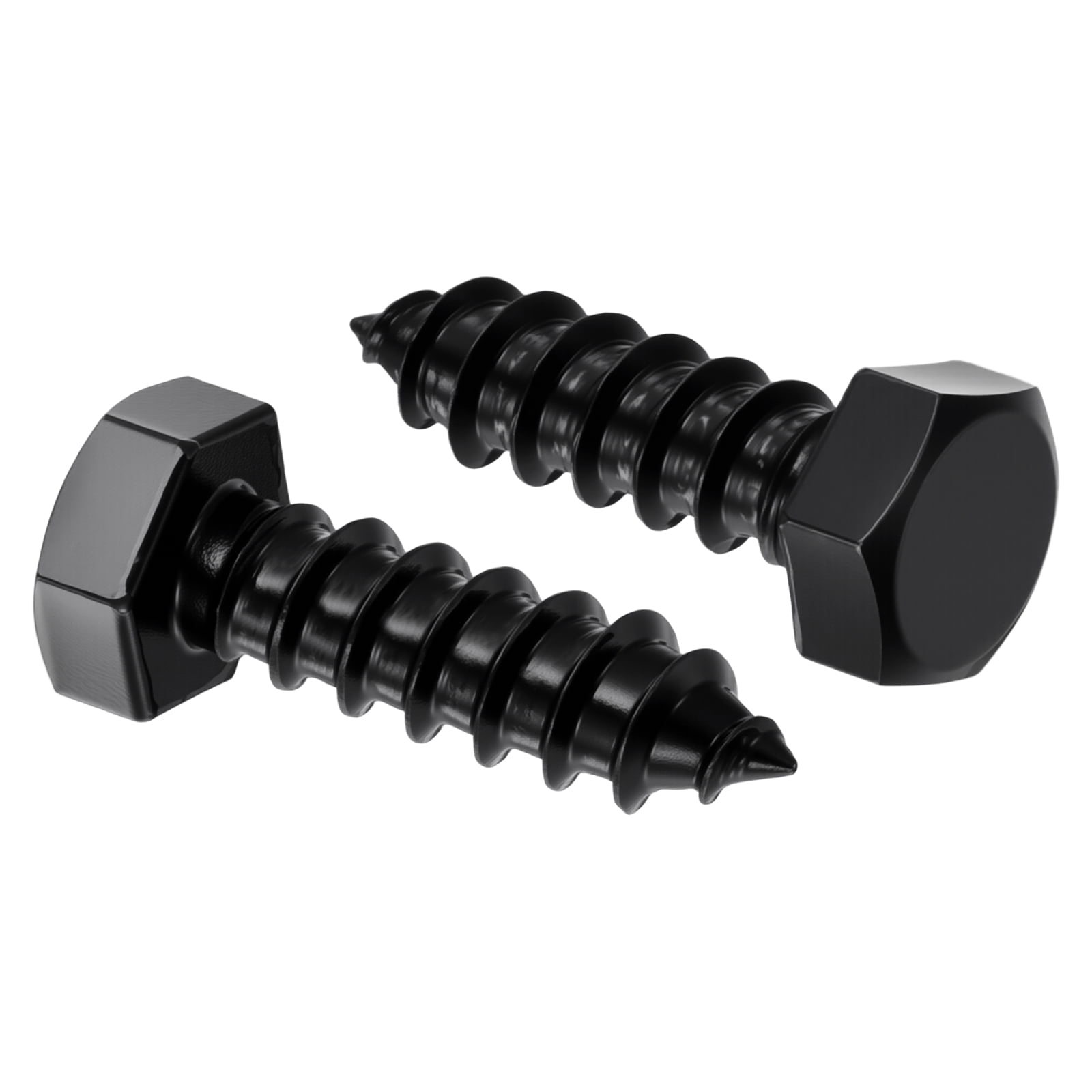 Uxcell 20 Pcs Hex Head Lag Screws - 3/8"x1-1/4" Stainless Steel 18-8 (304) Lag Bolts Hexagon Head Heavy Duty Wood Screws for Wood, Decks, Fences, Furniture, Black