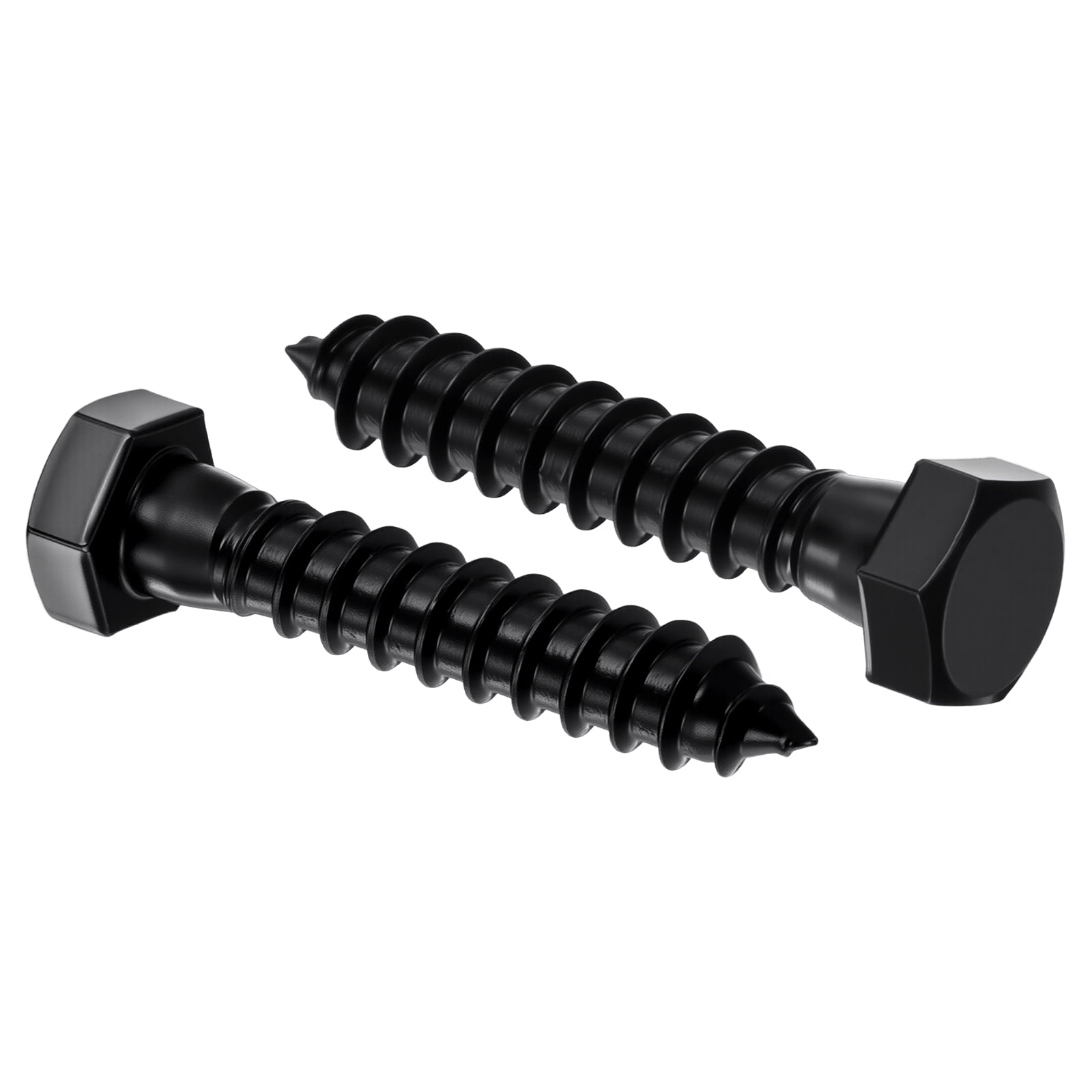 Uxcell 20 Pcs Hex Head Lag Screws - 3/8"x2" Stainless Steel 18-8 (304) Lag Bolts Hexagon Head Heavy Duty Wood Screws for Wood, Decks, Fences, Furniture, Black