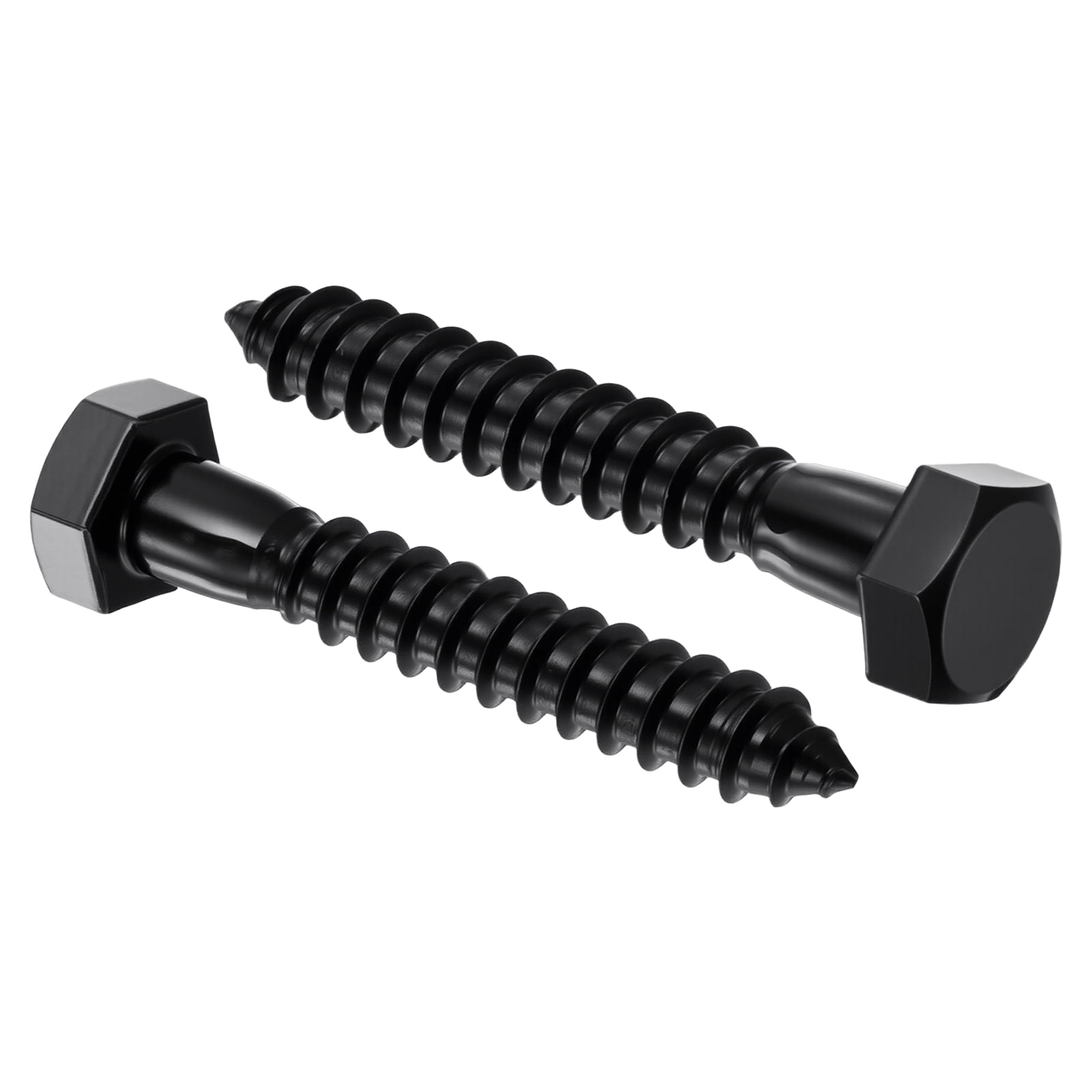 Uxcell 20 Pcs Hex Head Lag Screws - 5/16"x2" Stainless Steel 18-8 (304) Lag Bolts Hexagon Head Heavy Duty Wood Screws for Wood, Decks, Fences, Furniture, Black