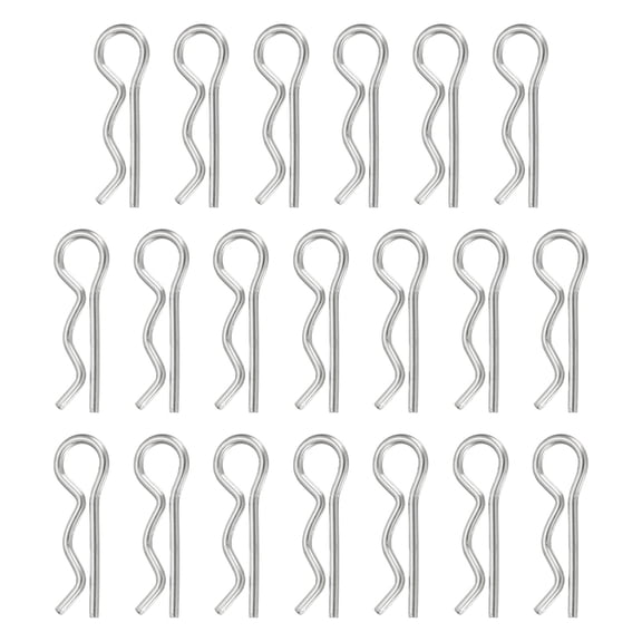 Uxcell 20 Pcs Hitch Pin Clip, 1.2mm x 21mm R Clips 304 Stainless Steel Retaining Wire Hair Pins Cotter Pin Assortment Kit Clips for Trailer Tractors Mower Carts Truck Pin Clip, Silver
