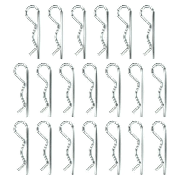 Uxcell 20 Pcs Hitch Pin Clip, 1.8mm x 35mm R Clips Carbon Steel Retaining Wire Hair Pins Cotter Pin Assortment Kit Clips for Trailer Tractors Mower Carts Truck Pin Clip, Silver