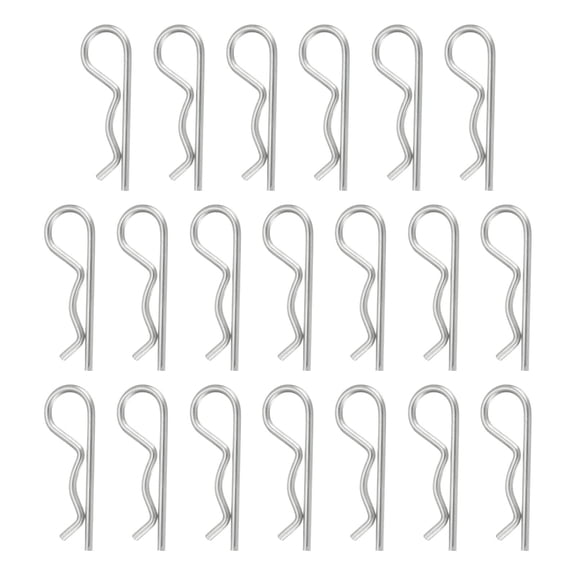 Uxcell 20 Pcs Hitch Pin Clip, 3mm x 60mm R Clips 304 Stainless Steel Retaining Wire Hair Pins Cotter Pin Assortment Kit Clips for Trailer Tractors Mower Carts Truck Pin Clip, Silver