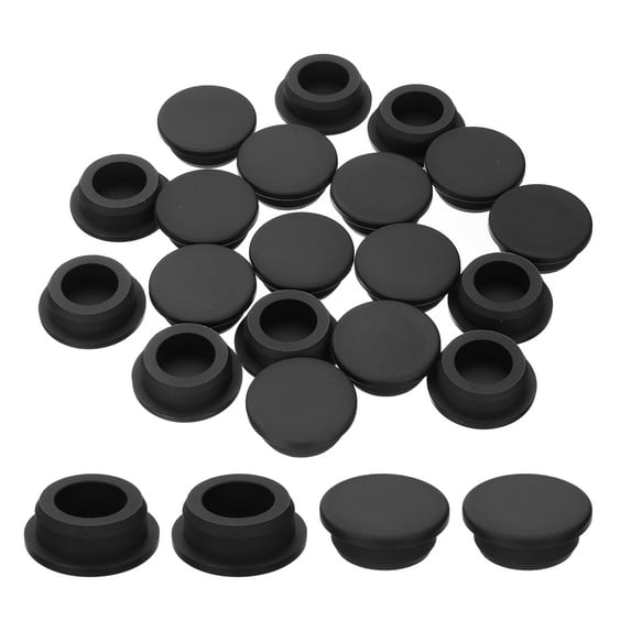 Uxcell 20 Pcs Hole Plugs, Heat Resistant Silicone Flush Type Fastener Hole Cover Plug for 29mm(1-5/32 Inch) Hole Cabinet, Black