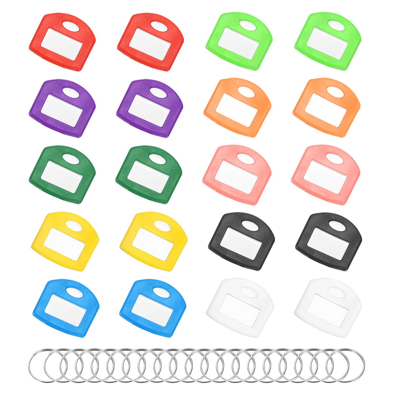 Uxcell 20 Pcs Key Cap Covers, Silicone Rubber Square Colored Key Ring ...