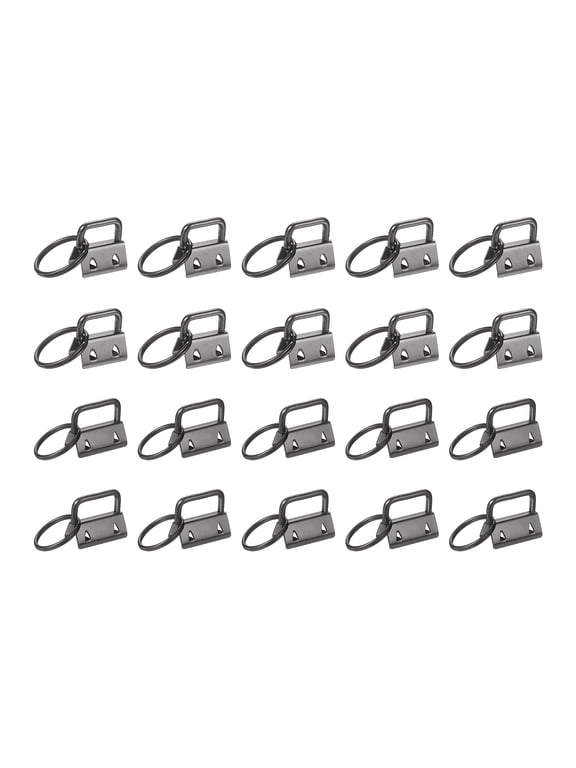 20 Pcs Key Fob Hardware, 0.8/1in 20/26mm Wristlet Clasp Sets with Key Rings for Keychain Making Supplies Lanyards Bag DIY Crafts, Black