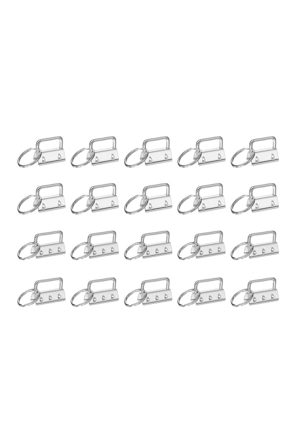 20 Pcs Key Fob Hardware, 1/1.3in 26/32mm Wristlet Clasp Sets with Key Rings for Keychain Making Supplies Lanyards Bag DIY Crafts, Silver
