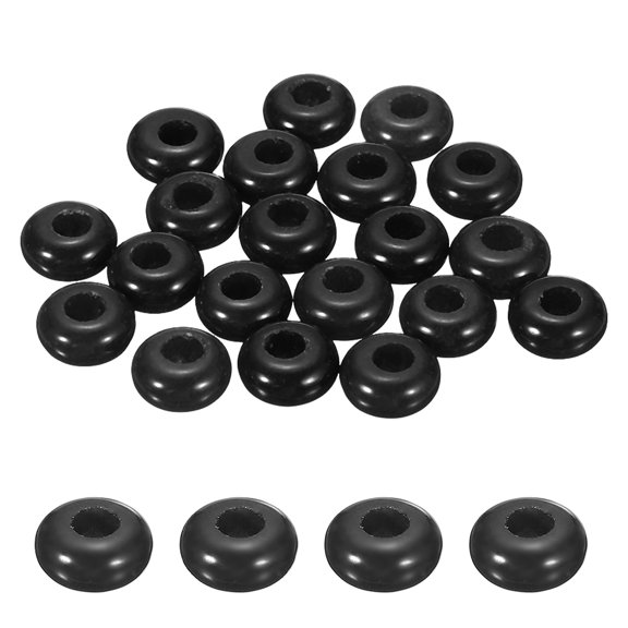 Uxcell 20 Pcs Large Hole Stone Beads Charm, 10mm Gemstone Beads Macrame Natural Rondelle Loose Crystal Bead for DIY Jewelry Making Keychain Bracelet Necklace, Black