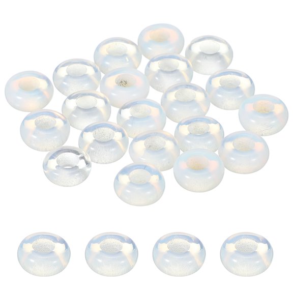Uxcell 20 Pcs Large Hole Stone Beads Charm, 10mm Gemstone Beads Macrame Natural Rondelle Loose Crystal Bead for DIY Jewelry Making Keychain Bracelet Necklace, White