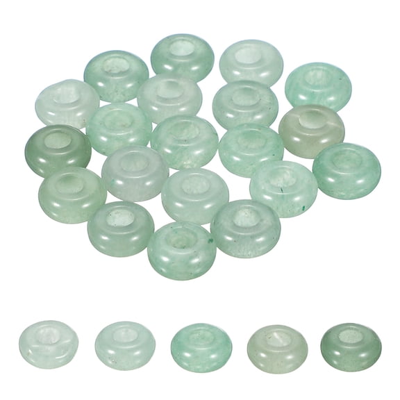 Uxcell 20 Pcs Large Hole Stone Beads Charm, 10mm Gemstone Beads Macrame Natural Rondelle Loose Crystal Bead for DIY Jewelry Making Keychain Bracelet Necklace, Green Aventurine