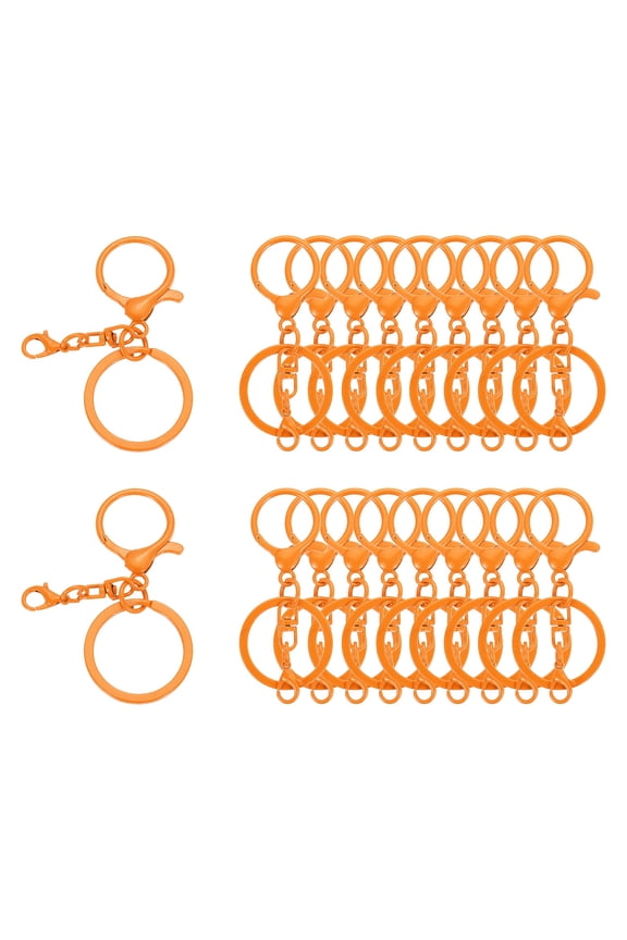 20 Pcs Large Lobster Claw Clasps with Key Rings, Colorful Keychain Clip Hooks Bulk for Bag Purse Charm Key Chain Supplies DIY Crafts, Light Orange