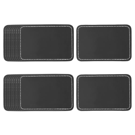 Uxcell 20 Pcs Leather Patches for Hats, Rectangle Leather Hat Patches with Adhesive, Rustic Faux Iron on Blank Patch for Laser Engraving Fabric Repair Sew Crafts, Black
