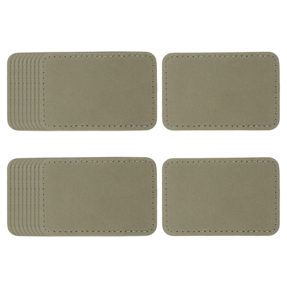 Uxcell 20 Pcs Leather Patches for Hats, Rectangle Leather Hat Patches with Adhesive, Rustic Faux Iron on Blank Patch for Laser Engraving Fabric Repair Sew Crafts, Gray