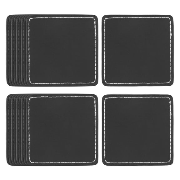 Uxcell 20 Pcs Leather Patches for Hats, Square Leather Hat Patches with Adhesive, Rustic Faux Iron on Blank Patch for Laser Engraving Fabric Repair Sew Crafts, Black