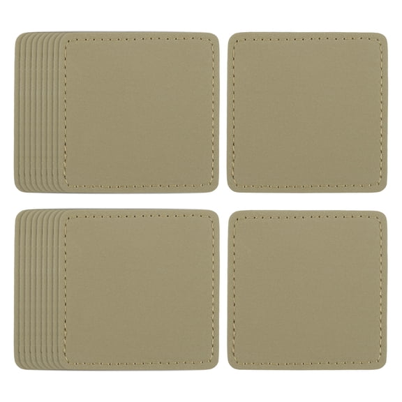 Uxcell 20 Pcs Leather Patches for Hats, Square Leather Hat Patches with Adhesive, Rustic Faux Iron on Blank Patch for Laser Engraving Fabric Repair Sew Crafts, Khaki