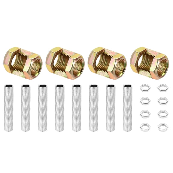 Uxcell 20 Pcs M10×20 Hexagon Open Coupling Nut with Threaded Pipe and Hex Nut