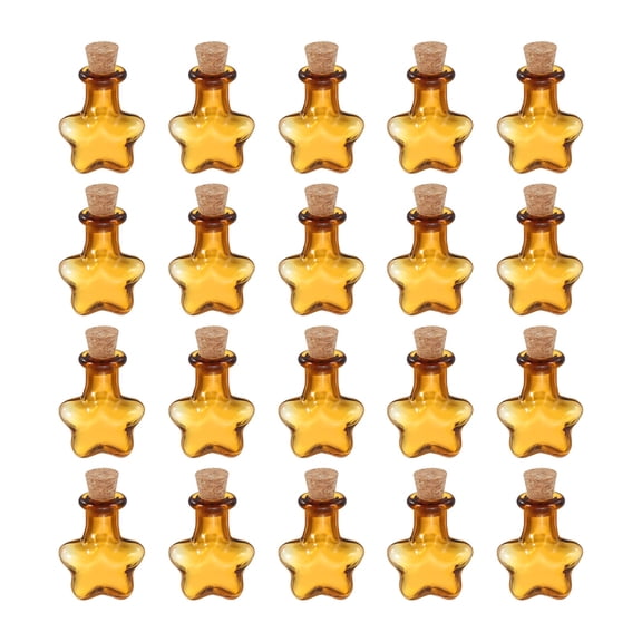 Uxcell 20 Pcs Mini Glass Bottles Jars, Star Small Cute Glass Jars Vials Pendants Small Vials Wishing Bottle with Cork Stoppers for DIY Crafts Favorss, Champagne