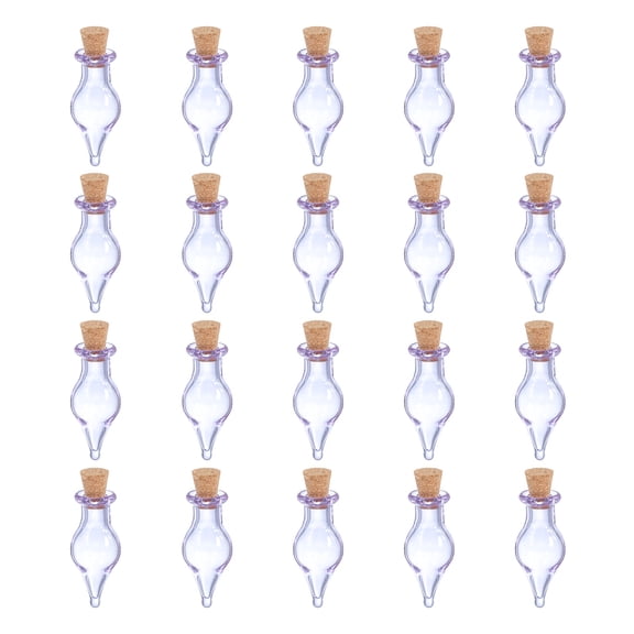 Uxcell 20 Pcs Mini Glass Bottles Jars, Teardrop Small Cute Glass Jars Vials Pendants Small Vials Wishing Bottle with Cork Stoppers for DIY Crafts Favorss, Purple
