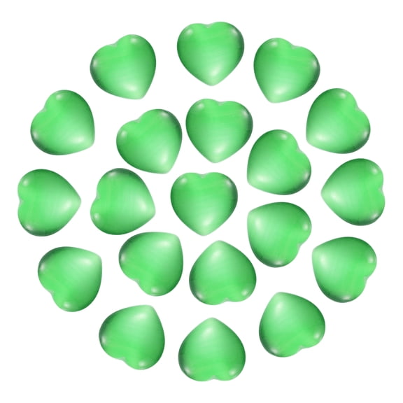 Uxcell 20Pcs Natural Heart Shaped Crystal Stone, 0.6 Inch 5/16" Thick Mini Polished Love Gemstone Crystal, Pocket Rock Engraved Worry Stones for Women Gift Meditation, Green Cats Eye