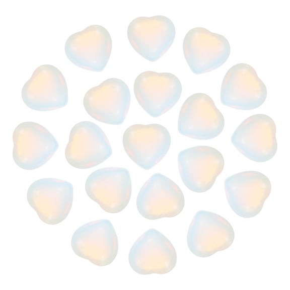 Uxcell 20Pcs Natural Heart Shaped Crystal Stone, 0.6 Inch 5/16" Thick Mini Polished Love Gemstone Crystal, Pocket Rock Engraved Worry Stones for Women Gift Meditation, Opalite