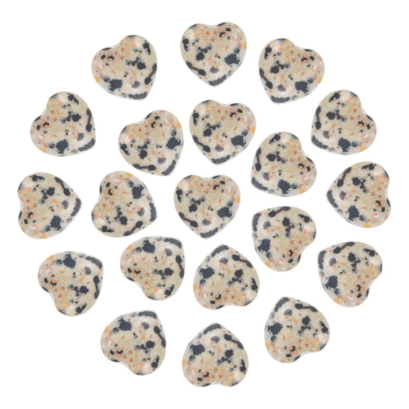 Uxcell 20Pcs Natural Heart Shaped Crystal Stone, 0.6 Inch 5/16" Thick Mini Polished Love Gemstone Crystal, Pocket Rock Engraved Worry Stones for Women Gift Meditation, Spotted Jasper