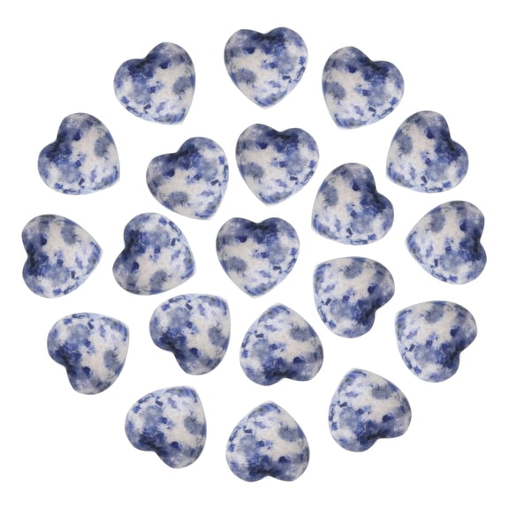 Uxcell 20Pcs Natural Heart Shaped Crystal Stone, 0.6 Inch 5/16" Thick Mini Polished Love Gemstone Crystal, Pocket Rock Engraved Worry Stones for Women Gift Meditation, Blue Spotted Jasper