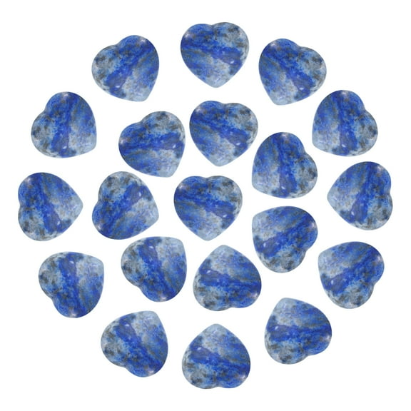Uxcell 20Pcs Natural Heart Shaped Crystal Stone, 0.6 Inch 5/16" Thick Mini Polished Love Gemstone Crystal, Pocket Rock Engraved Worry Stones for Women Gift Meditation, Sea Blue