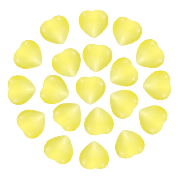 Uxcell 20Pcs Natural Heart Shaped Crystal Stone, 0.6 Inch 5/16" Thick Mini Polished Love Gemstone Crystal, Pocket Rock Engraved Worry Stones for Women Gift Meditation, Yellow Cats Eye