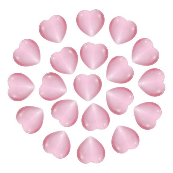 Uxcell 20Pcs Natural Heart Shaped Crystal Stone, 0.6 Inch 5/16" Thick Mini Polished Love Gemstone Crystal, Pocket Rock Engraved Worry Stones for Women Gift Meditation, Pink Cats Eye