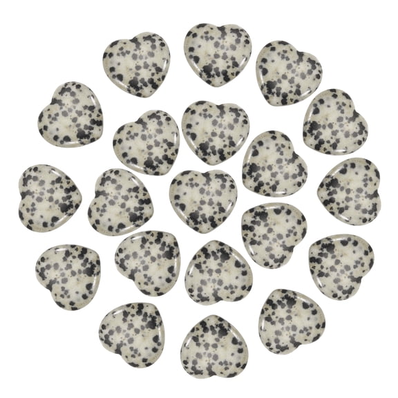 Uxcell 20 Pcs Natural Heart Shaped Crystal Stone, 0.8 Inch Mini Polished Love Gemstone Crystal, Pocket Rock Engraved Worry Stones for Women Gifts Meditation, Spotted Black