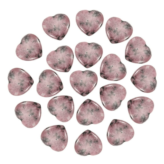 Uxcell 20 Pcs Natural Heart Shaped Crystal Stone, 0.8 Inch Mini Polished Love Gemstone Crystal, Pocket Rock Engraved Worry Stones for Women Gifts Meditation, Light Red