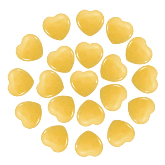 Uxcell 20 Pcs Natural Heart Shaped Crystal Stone, 0.8 Inch Mini Polished Love Gemstone Crystal, Pocket Rock Engraved Worry Stones for Women Gifts Meditation, Light Yellow