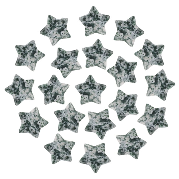 Uxcell 20 Pcs Natural Star Crystal Stone, 0.8 Inch Polished Star Gemstone Crystal Bulk, Pocket Rock Worry Stones for Women Gifts Meditation, Green Spotted Jasper