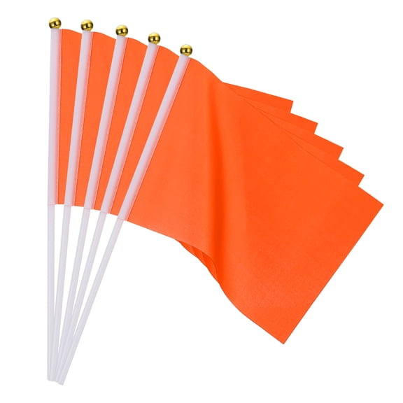 Uxcell 20 Pcs Orange Flags Game Solid Orange Flags Small Mini Flags on Stick