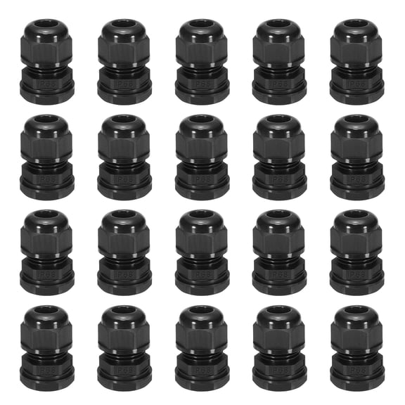 Uxcell 20 Pcs PG11 Cable Glands Adjustable 6-10mm PA6 Nylon IP68 Waterproof Connectors with Seals Anti-Corrosion for Industrial/Outdoor Electrical Systems (Black)