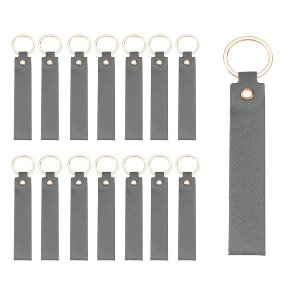 Uxcell 20 Pcs PU Leather Keychain Blanks Bulk Laser Engraving Keychain Leather Key Fob Kit with Key Rings for DIY Supplies Gifts (Dark Gray, 5.3" x 0.8")