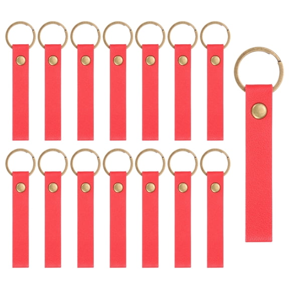 Uxcell 20 Pcs PU Leather Laser Engraving Keychain Blanks (Red, 4.5" x 0.6")