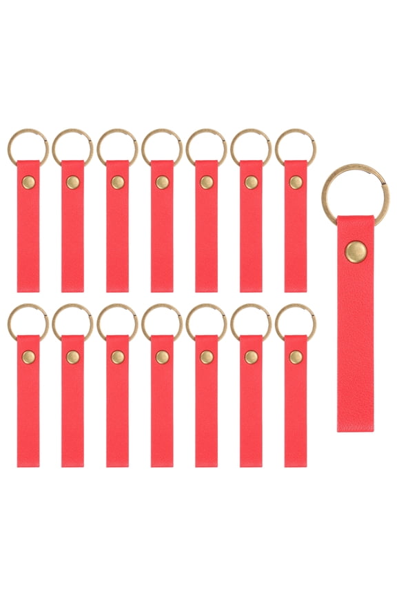 20 Pcs PU Leather Laser Engraving Keychain Blanks (Red, 4.5" x 0.6")