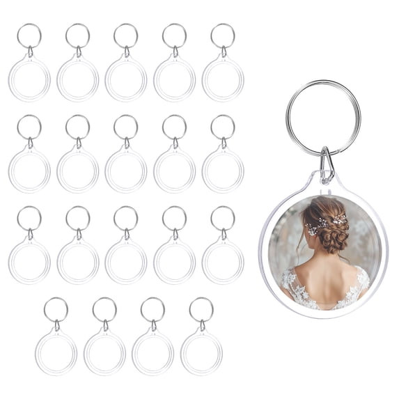 Uxcell 20 Pcs Photo Frame Keyring, 1.8 Inch Round Photo Keychains