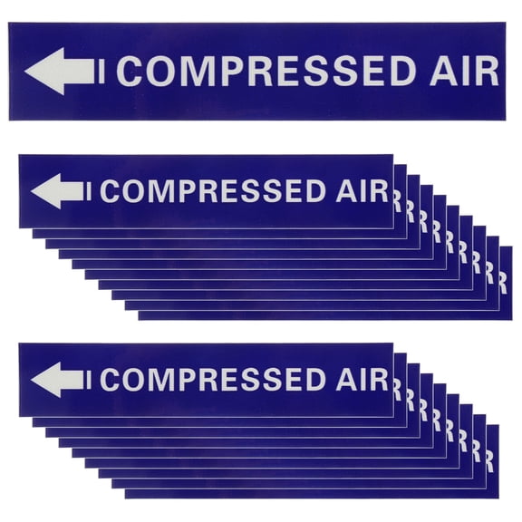 Uxcell 20 Pcs Pipe Label Stickers with Arrows, 1-3/5" x 8" COMPRESSED AIR Left-Pointing Arrow, Self-Stick Pipe Markers Identification for Pipeline Tag, White On Blue Background