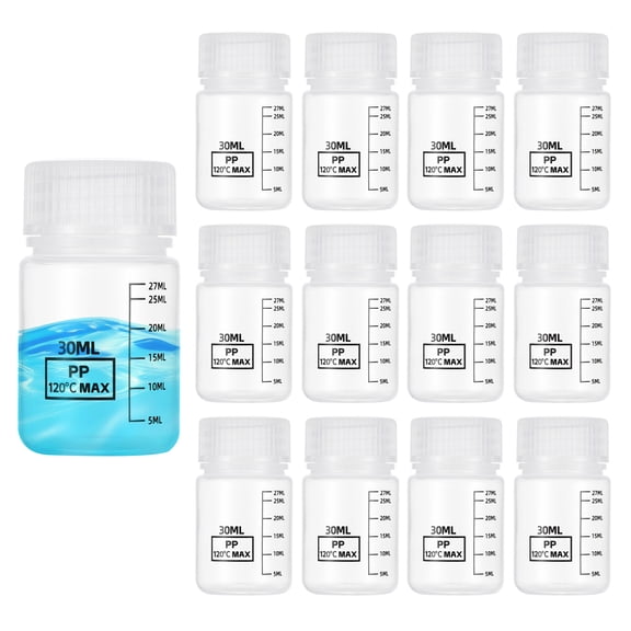 Uxcell 20 Pcs Plastic Sample Bottles with Screw Cap, 1 oz 30ml Wide Mouth Reagent Bottle Transparent PP Sample Containers with Lid for Lab Water Reagent Sample Home Storage Seal, Clear