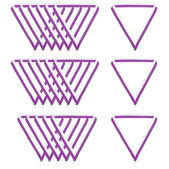 Uxcell 20 Pcs Polyester Striped Award Neck Ribbons with Snap Clips, Purple White
